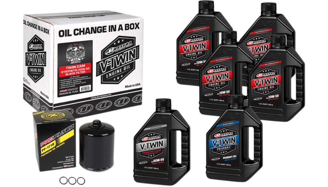 MAXIMA Twin Cam Synthetic 20W-50 Oil Change Kit - Black Filter