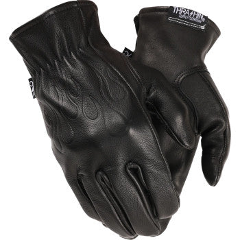 THRASHIN Roper Leather Gloves - Black