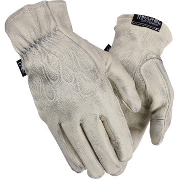 THRASHIN Roper Leather Gloves - Bone White