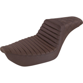 SADDLEMEN 96-03 DYNA Step-Up Seat — Front Tuck-n-Roll/Rear Lattice Stitch BROWN
